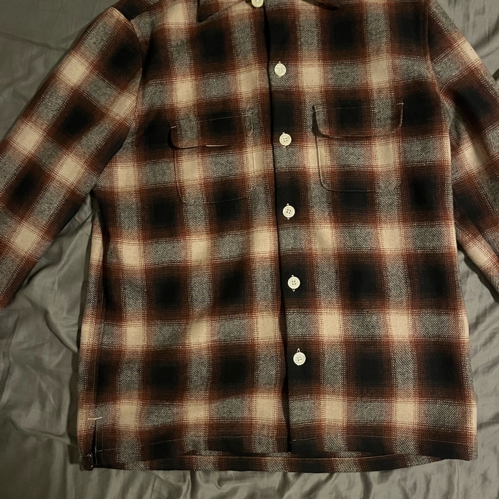 All Saints Unlucky in Love Black and Brown Plaid Shirt Jacket